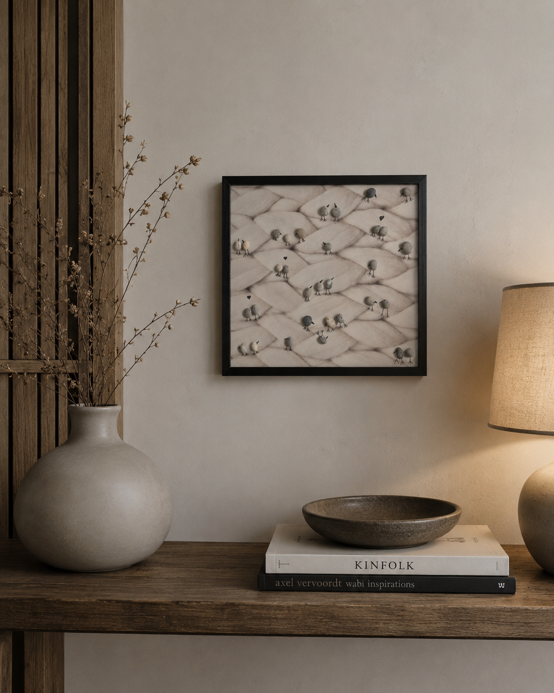 Pebble birds wall art