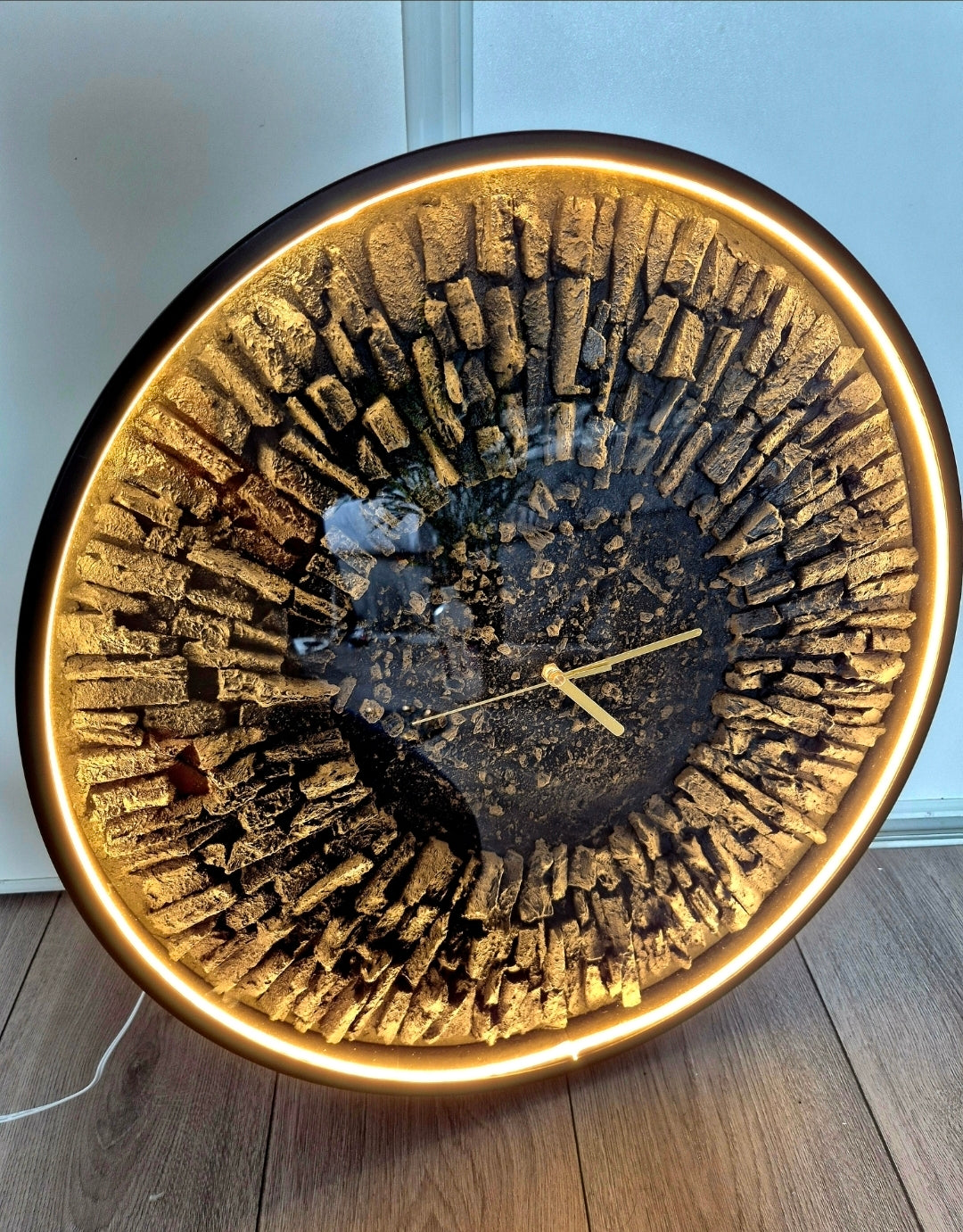 Large Modern Black Art Object | Industrial Wall Sculpture, wall clock 55cm
