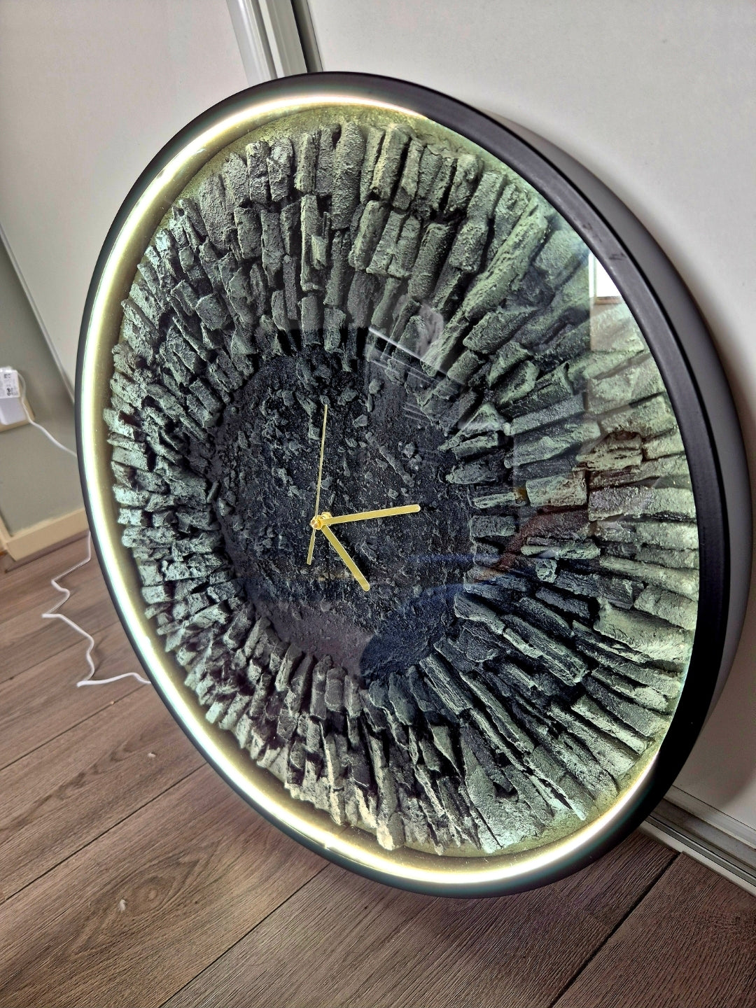 Large Modern Black Art Object | Industrial Wall Sculpture, wall clock 55cm